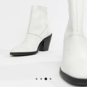 White leather ankle boots